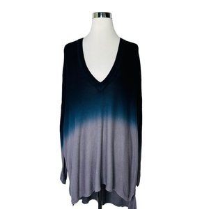 ANTHROPOLOGIE Pins and Needles Oversized Ombre Dip Tie Dyed Sweater SMALL S blue